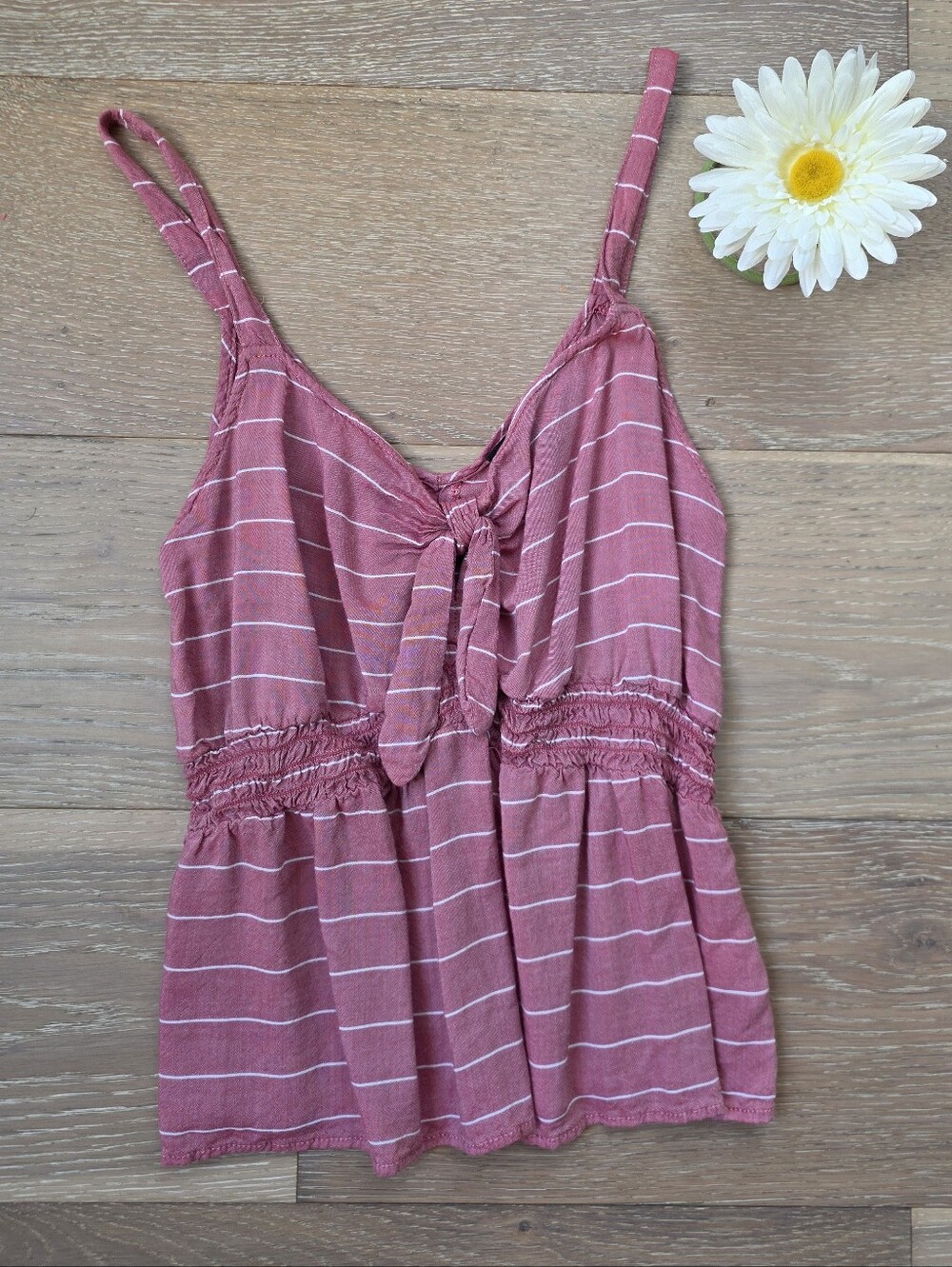 Express Dusty Rose Striped Tie-Front Cami